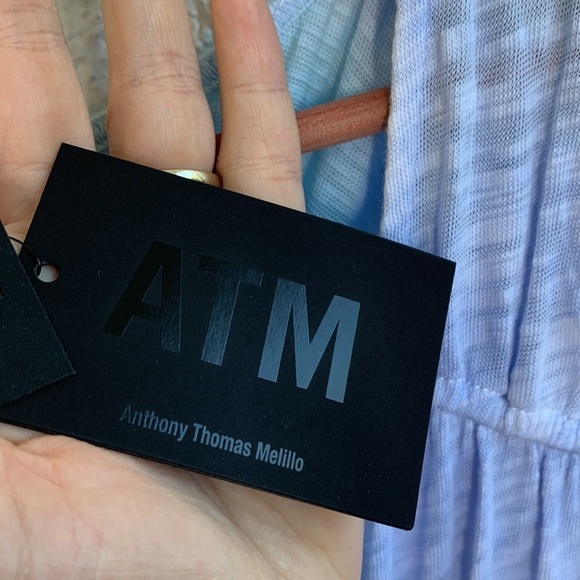 ATM Anthony Thomas Melillo Slub Jersey Ribbed Waist Amalfi Combo Maxi Dress L - Picture 6 of 10